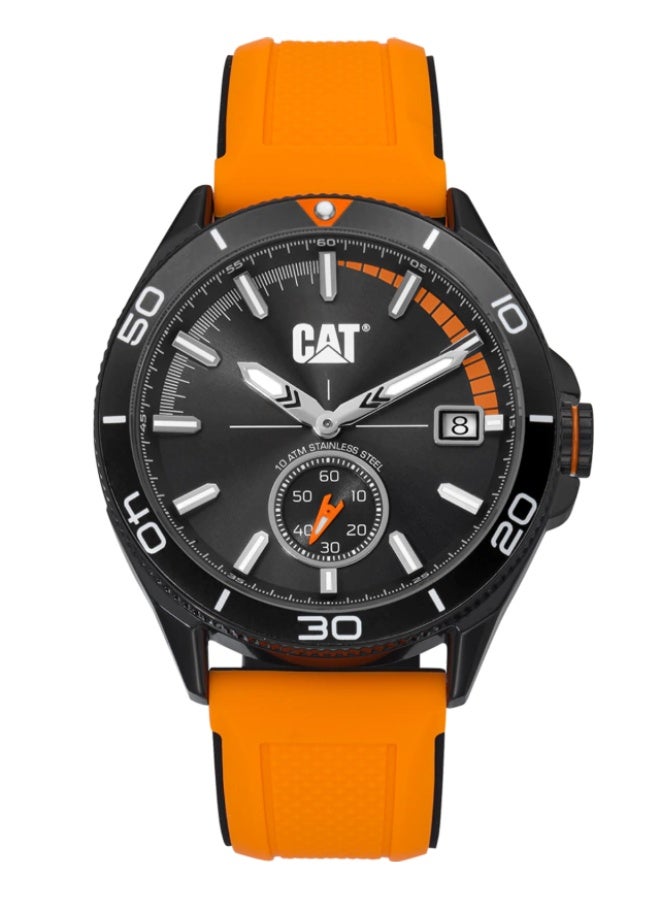 CATERPILLAR ساعة يد أنالوج للرجال من كات باللون البرتقالي Qd.161.23.123 برتقالي أسود - Image 1